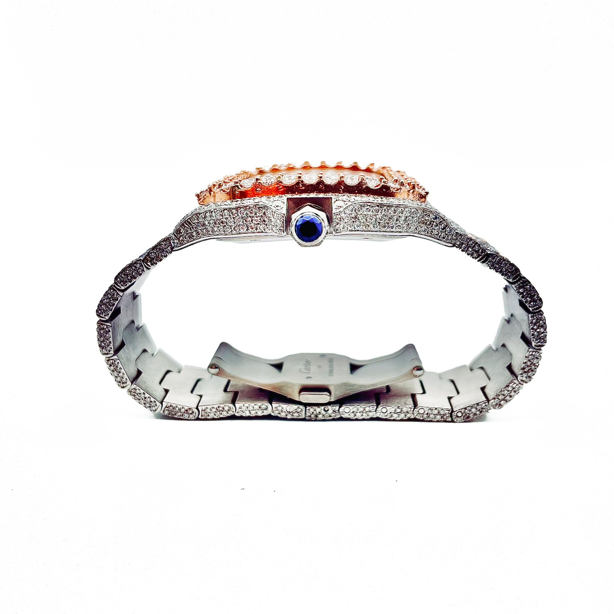 2021 Two-Tone Cartier De Santos - All Steel Rose & White  - Supreme Jewelers Complimentary 1-4 Day Shipping