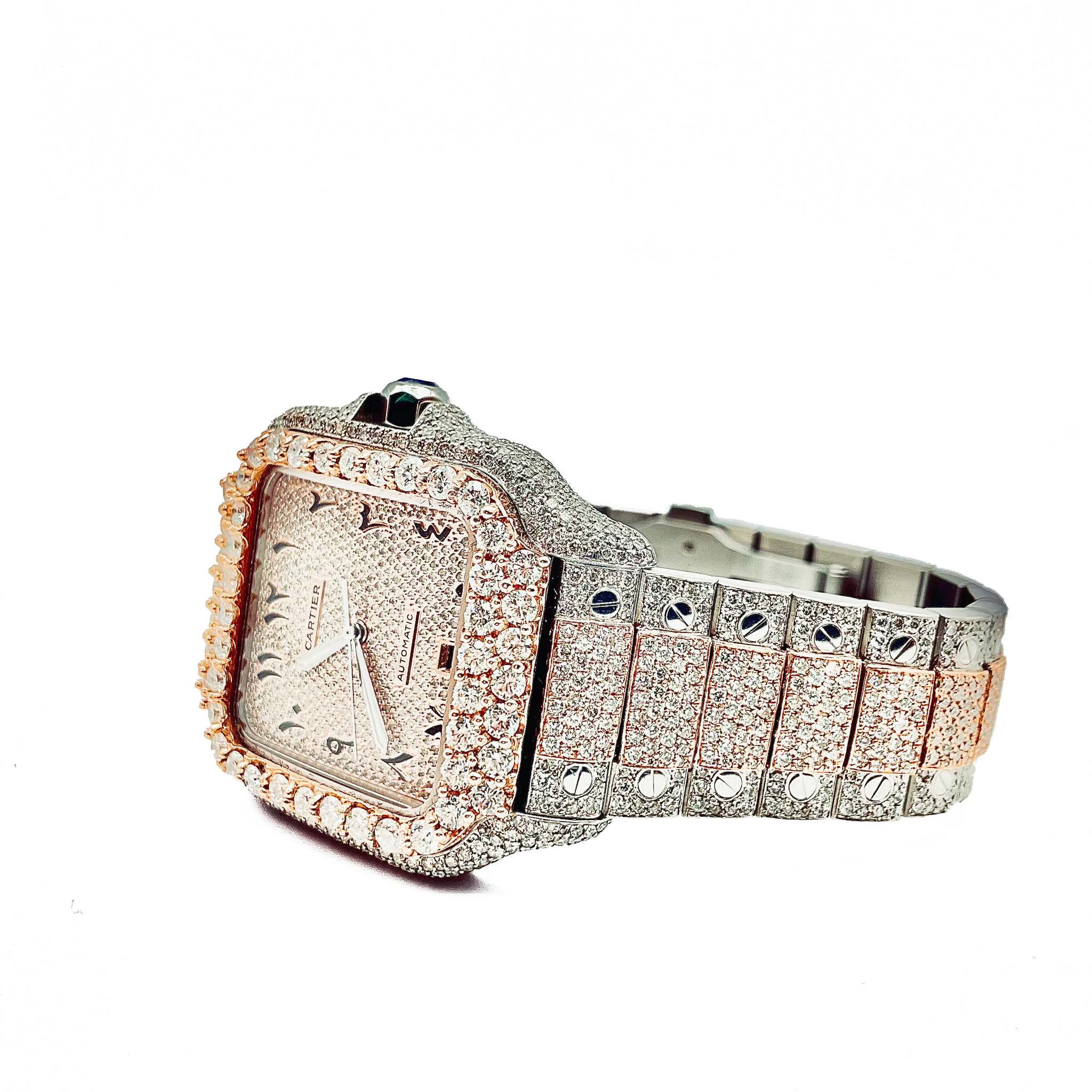 2022 Two-Tone Cartier De Santos - All Steel Rose & White  - Supreme Jewelers Complimentary 1-4 Day Shipping