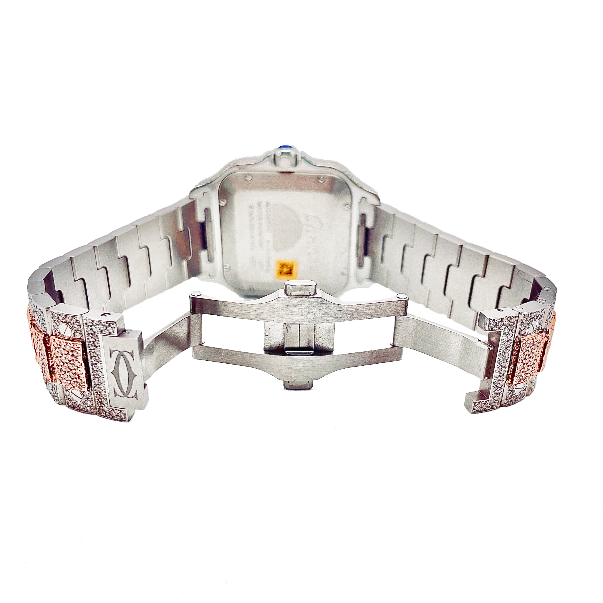 2022 Two-Tone Cartier De Santos - All Steel Rose & White  - Supreme Jewelers Complimentary 1-4 Day Shipping