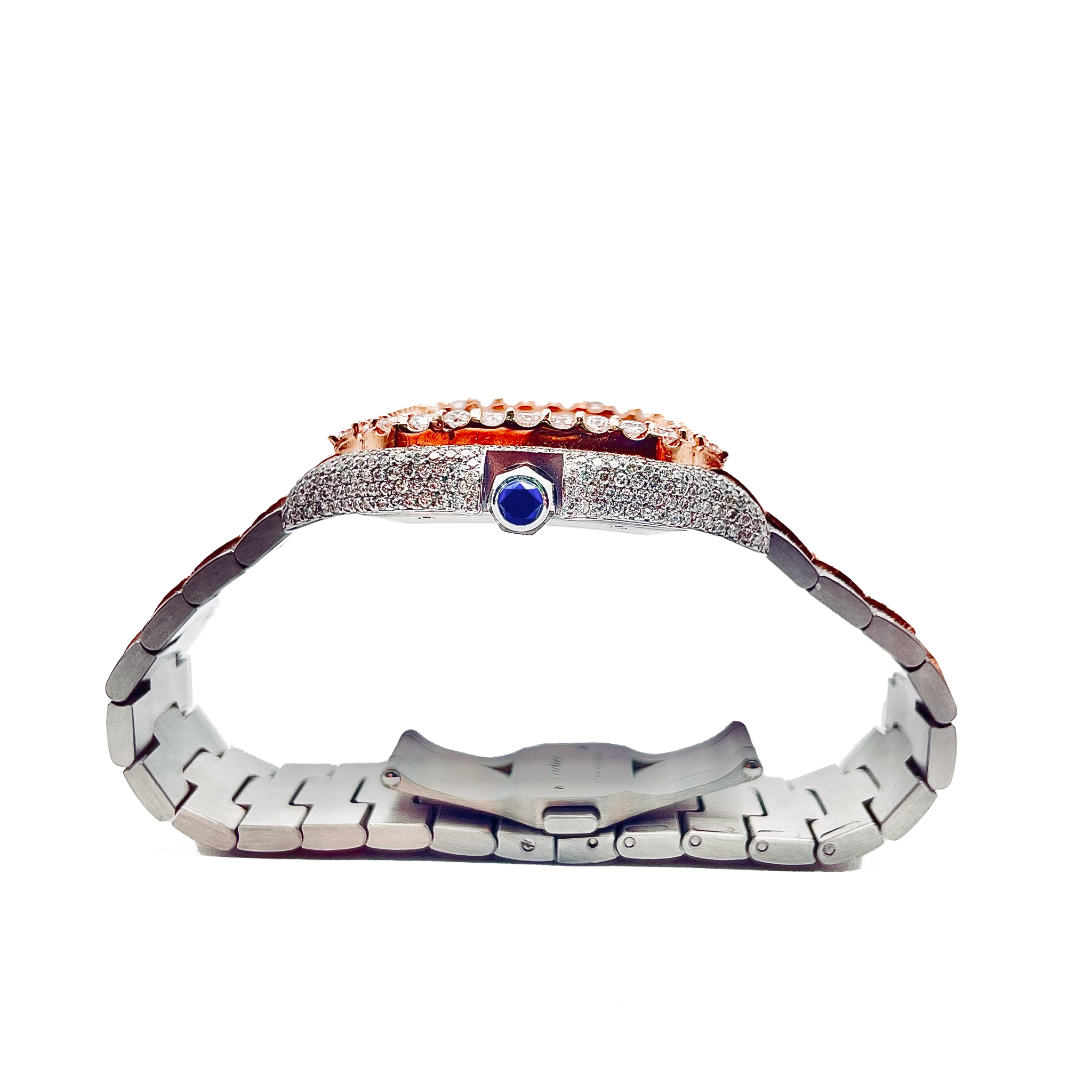 2022 Two-Tone Cartier De Santos - All Steel Rose & White  - Supreme Jewelers Complimentary 1-4 Day Shipping