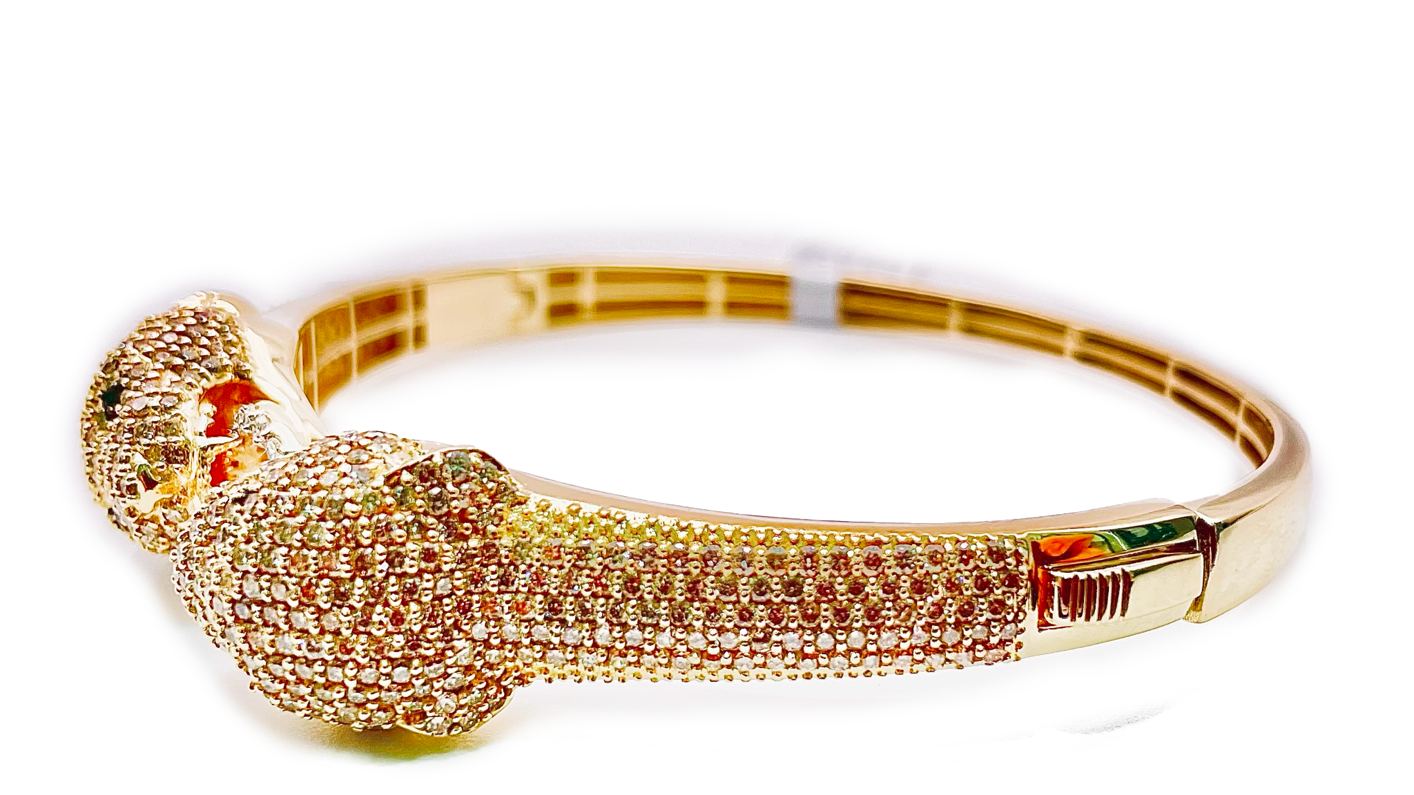 Designer Diamond Big Cat Bracelet - 10K Yellow Gold