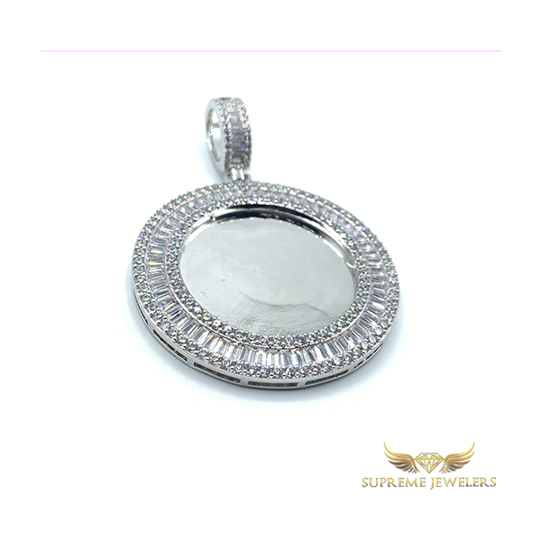 White Gold Baguette Memory Pendant